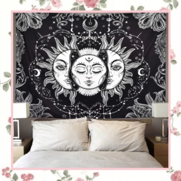 🌸 MOON STAR TAPESTRY MANTRA CURTAIN BACKDROP BOHO WALL ART SUN HOME DECOR COOL